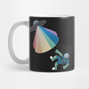 Rainbow Alien Abducting a Blue Astronaut Mug